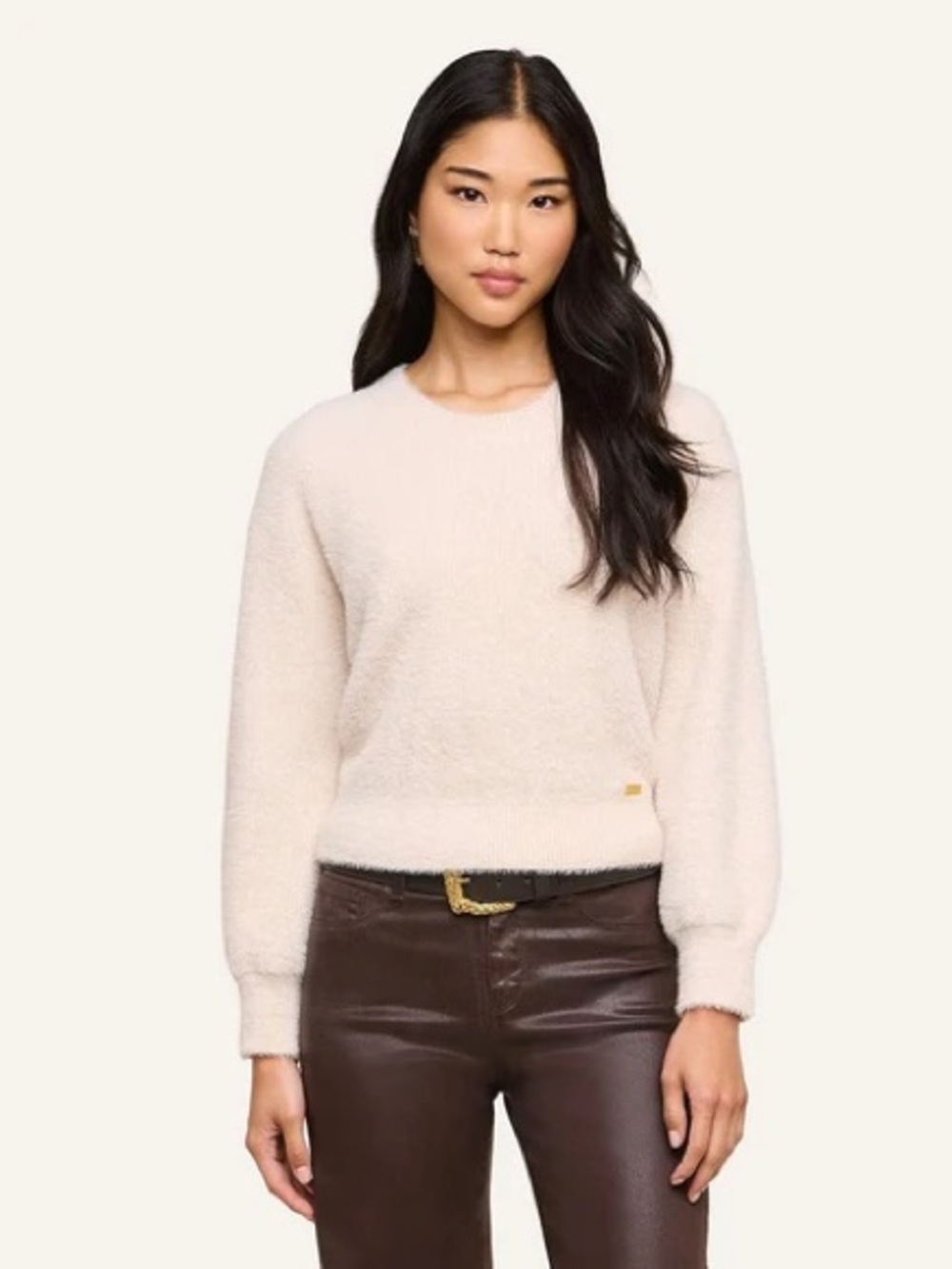 Express Cream Fuzzy Sweater - S